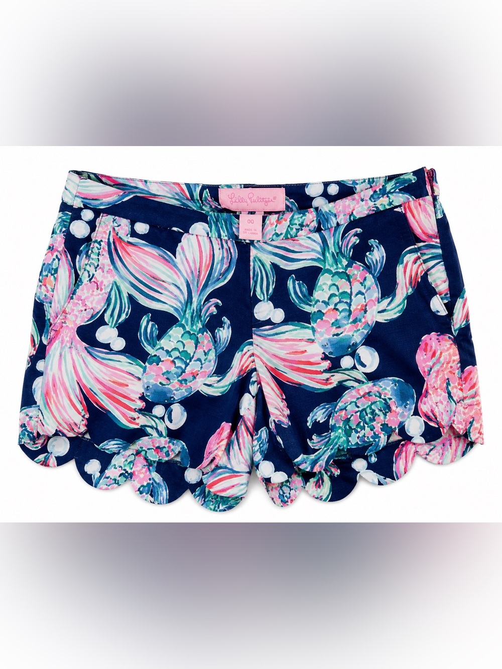 Lilly Pulitzer Navy Floral Fish Scallop Hem Skort
